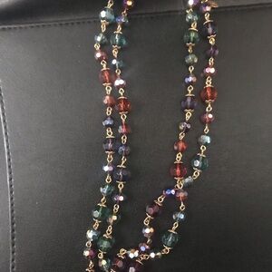 Joan Rivers Red and Blue Long Beaded Necklace